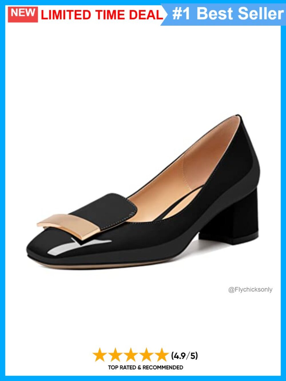 Faux Leather Square Toe Slip On Low Chunky Block Heel Pumps Women